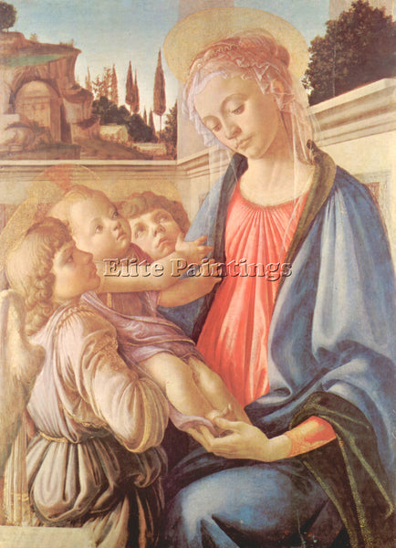 BOTTICELLI MADONNA AND TWO ANGELS ARTIST PAINTING REPRODUCTION HANDMADE OIL DECO