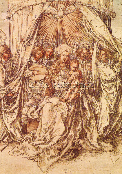 DURER MADONNA WITH ANGELS UNDER A CANOPY ARTIST PAINTING REPRODUCTION HANDMADE