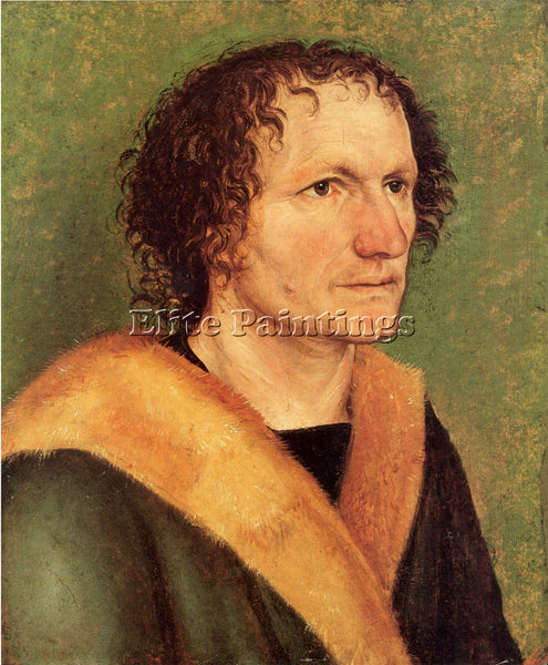 DURER MALE PORTRAIT IN FRONT A GREEN BACKGROUND ARTIST PAINTING REPRODUCTION OIL