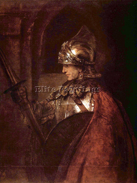 REMBRANDT MAN WITH ARMS ALEXANDER THE GREAT  ARTIST PAINTING HANDMADE OIL CANVAS