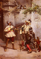 LUDOVICO MARCHETTI THE MUSKETEERS ARTIST PAINTING REPRODUCTION HANDMADE OIL DECO