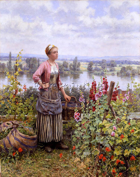 DANIEL RIDGWAY KNIGHT MARIA ON THE TERRACE WITH A BUNDLE OF GRASS ARTIST CANVAS