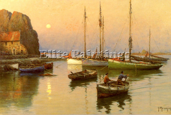 MARONIEZ GEORGES BACK TO THE QUAY ARTIST PAINTING REPRODUCTION HANDMADE OIL DECO