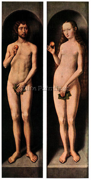 HANS MEMLING ADAM AND EVE C1485 ARTIST PAINTING REPRODUCTION HANDMADE OIL CANVAS