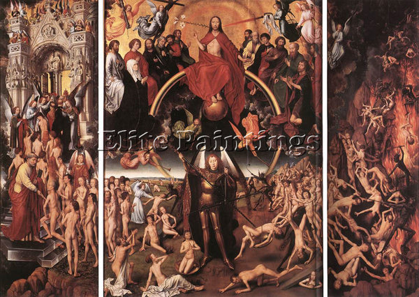 HANS MEMLING LAST JUDGMENT TRIPTYCH OPEN 1467 1 ARTIST PAINTING REPRODUCTION OIL