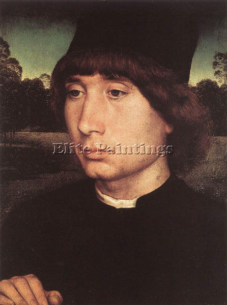 HANS MEMLING PORTRAIT OF A YOUNG MAN BEFORE A LANDSCAPE C1480 PAINTING HANDMADE