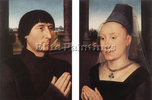 HANS MEMLING PORTRAITS OF WILLEM MOREEL AND HIS WIFE C1482 ARTIST PAINTING REPRO