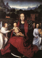 HANS MEMLING VIRGIN AND CHILD IN A ROSE GARDEN WITH TWO ANGELS 1480S OIL CANVAS