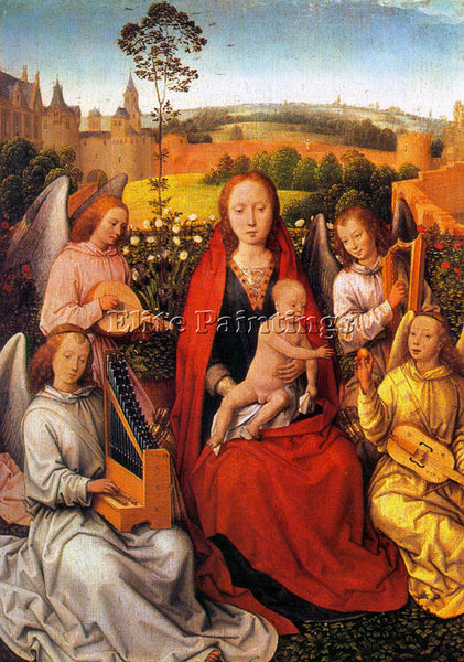 HANS MEMLING VIRGIN AND CHILD WITH MUSICIAN ANGELS 1480 ARTIST PAINTING HANDMADE