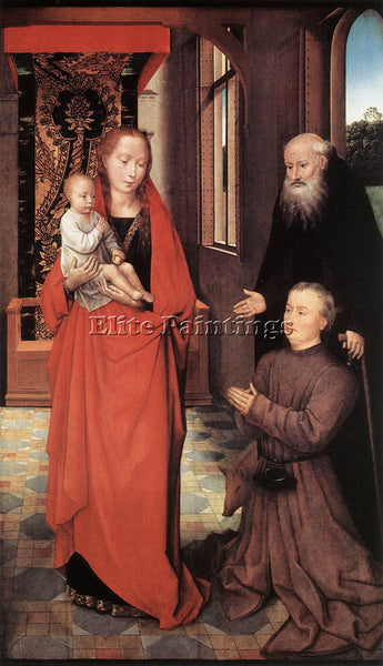 HANS MEMLING VIRGIN AND CHILD WITH ST ANTHONY ABBOT AND A DONOR 1472 OIL CANVAS