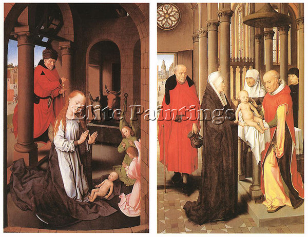 HANS MEMLING WINGS OF A TRIPTYCH C1470 ARTIST PAINTING REPRODUCTION HANDMADE OIL