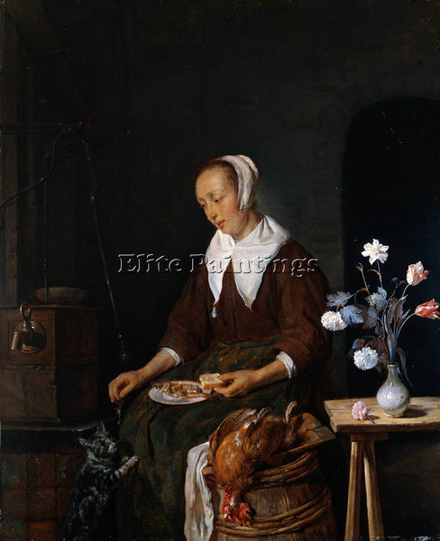 GABRIEL METSU WOMAN EATING ARTIST PAINTING REPRODUCTION HANDMADE OIL CANVAS DECO