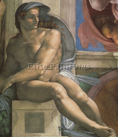 MICHELANGELO  SISTINE CHAPEL CEILING IGNUDI NEXT TO SEPARATION LAND AND PERSIAN