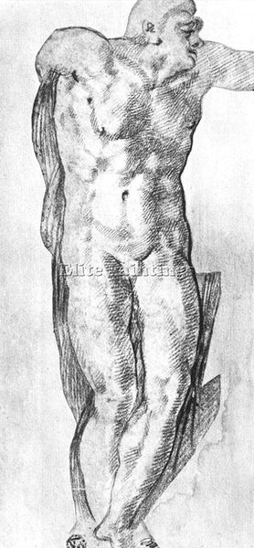 MICHELANGELO  STUDY OF A NUDE MAN ARTIST PAINTING REPRODUCTION HANDMADE OIL DECO