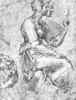 MICHELANGELO  STUDY OF A SEATED WOMAN ARTIST PAINTING REPRODUCTION HANDMADE OIL