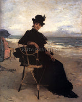 FRANCISCO MIRALLES A LADY SEATED ON A VERANDA ARTIST PAINTING REPRODUCTION OIL