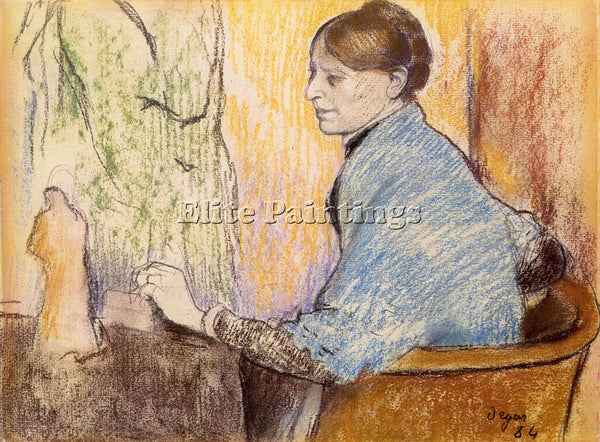 DEGAS MME HENRI ROUART BEFORE A STATUE ARTIST PAINTING REPRODUCTION HANDMADE OIL