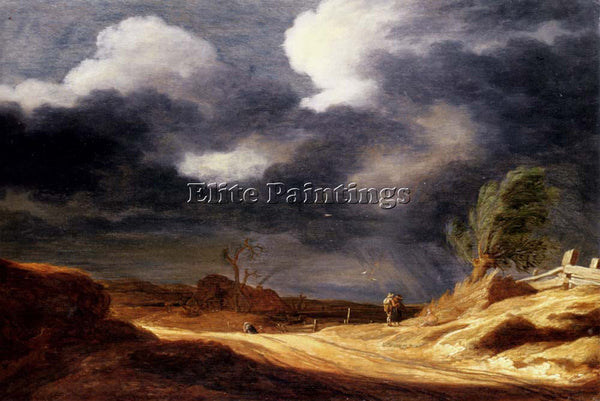 MOLYN PIETER A DUNE LANDSCAPE WITH TRAVELLERS ON A PATH ARTIST PAINTING HANDMADE