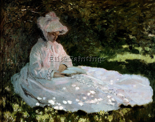 CLAUDE MONET A WOMAN READING 1872 ARTIST PAINTING REPRODUCTION HANDMADE OIL DECO