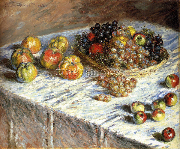 CLAUDE MONET STILL LIFE APPLES AND GRAPES 1 ARTIST PAINTING HANDMADE OIL CANVAS