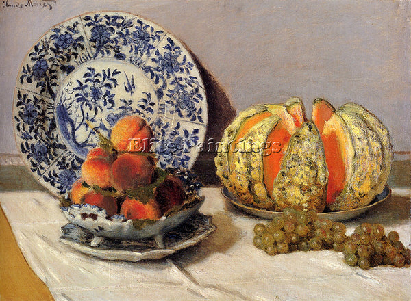 CLAUDE MONET STILL LIFE WITH MELON 1 ARTIST PAINTING REPRODUCTION HANDMADE OIL