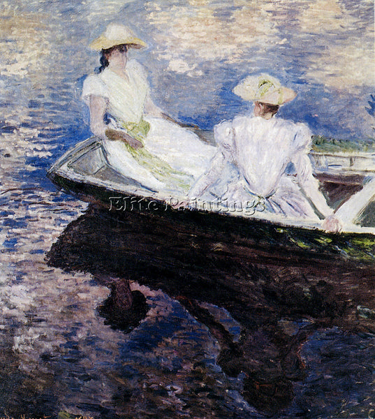 CLAUDE MONET GIRLS IN A BOAT 1887 ARTIST PAINTING REPRODUCTION HANDMADE OIL DECO