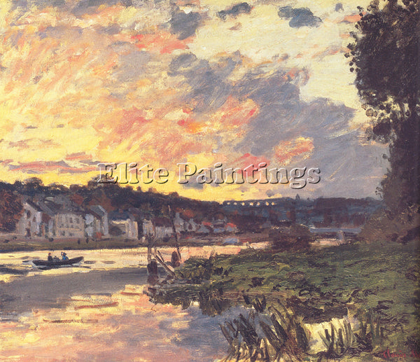 CLAUDE MONET THE SEINE AT BOUGIVAL IN THE EVENING ARTIST PAINTING REPRODUCTION