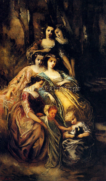 ADOLPHE MONTICELLI EMPRESS EUGENIE AND HER ATTENDANTS ARTIST PAINTING HANDMADE
