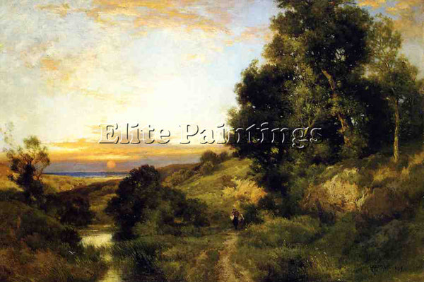 THOMAS MORAN A LATE AFTERNOON IN SUMMER ARTIST PAINTING REPRODUCTION HANDMADE