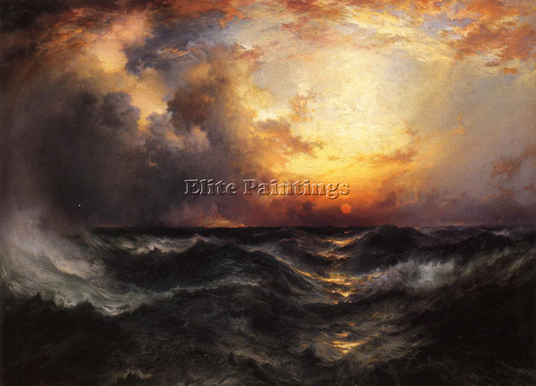 THOMAS MORAN SUNSET IN MID OCEAN ARTIST PAINTING REPRODUCTION HANDMADE OIL REPRO