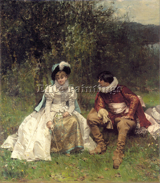 ADRIEN MOREAU A THE COURTSHIP ARTIST PAINTING REPRODUCTION HANDMADE CANVAS REPRO