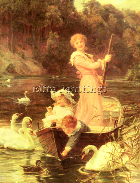 FREDERICK MORGAN A DAY ON THE RIVER ARTIST PAINTING REPRODUCTION HANDMADE OIL