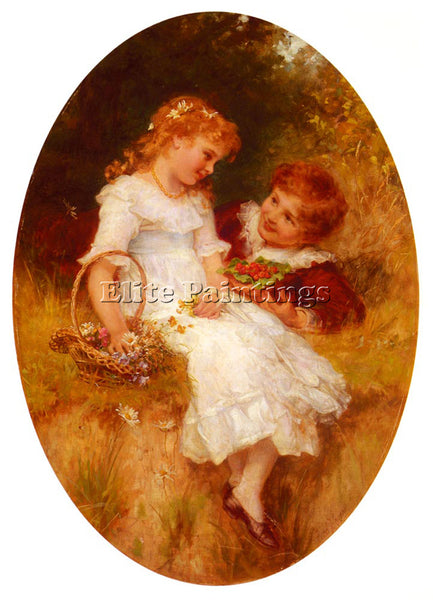 FREDERICK MORGAN CHILDHOOD SWEETHEARTS ARTIST PAINTING REPRODUCTION HANDMADE OIL