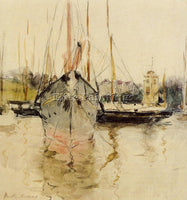MORISOT BERTHE BOATS ENTRY TO THE MEDINA IN THE ISLE OF WIGHT PAINTING HANDMADE