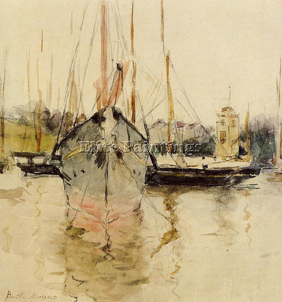 MORISOT BERTHE BOATS ENTRY TO THE MEDINA IN THE ISLE OF WIGHT PAINTING HANDMADE