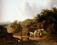 GEORGE MORLAND TAKING REFRESHMENTS OUTSIDE A VILLAGE INN ARTIST PAINTING CANVAS