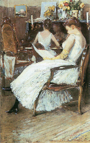 HASSAM MRS HASSAM AND HER SISTER ARTIST PAINTING REPRODUCTION HANDMADE OIL REPRO