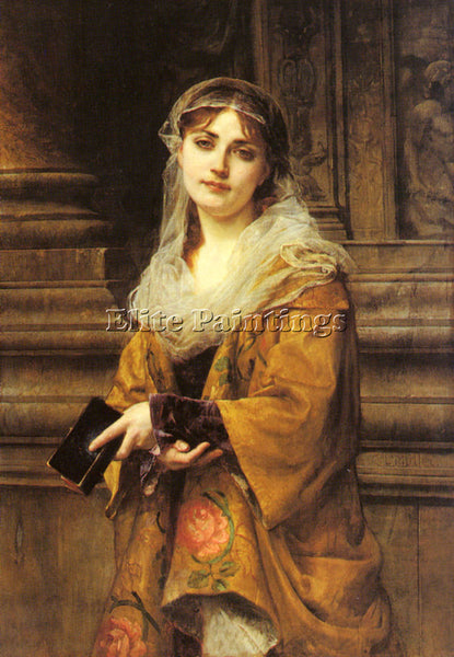 FRENCH MULLER CHARLES LOUIS A YOUNG WOMAN OUTSIDE A CHURCH ARTIST PAINTING REPRO