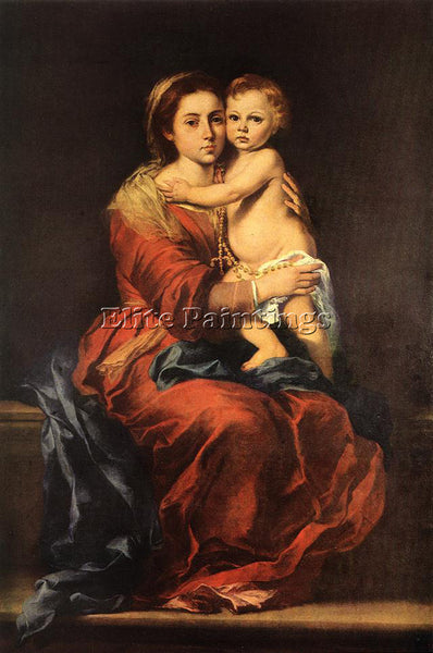 BARTOLOME ESTEBAN MURILLO VIRGIN AND CHILD WITH A ROSARY ARTIST PAINTING CANVAS