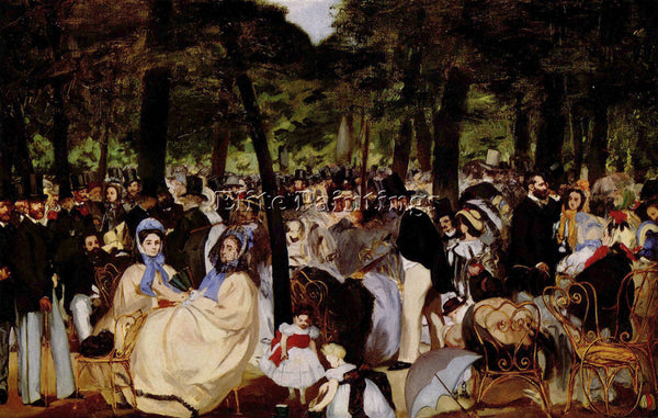 MANET MUSIC IN TUILERIE GARDEN ARTIST PAINTING REPRODUCTION HANDMADE OIL CANVAS