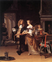 NEER EGLON VAN DER ELEGANT COUPLE IN AN INTERIOR ARTIST PAINTING HANDMADE CANVAS