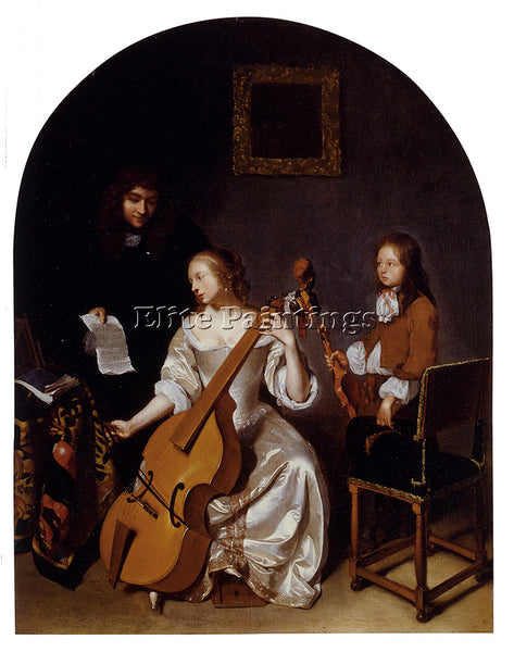 NETSCHER CASPAR THE MUSIC LESSON ARTIST PAINTING REPRODUCTION HANDMADE OIL REPRO