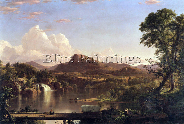 HUDSON RIVER NEW ENGLAND SCENE BY FREDERICK EDWIN CHURCH ARTIST PAINTING CANVAS