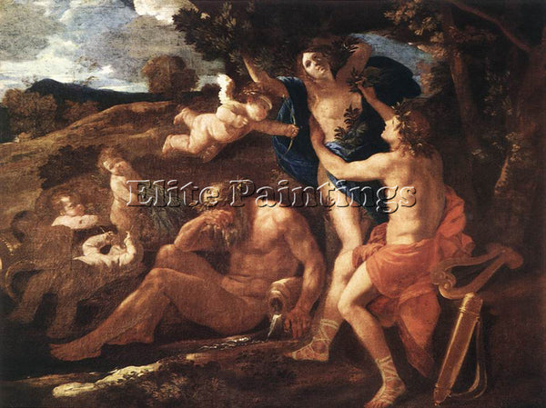 NICOLAS POUSSIN APOLLO AND DAPHNE ARTIST PAINTING REPRODUCTION HANDMADE OIL DECO