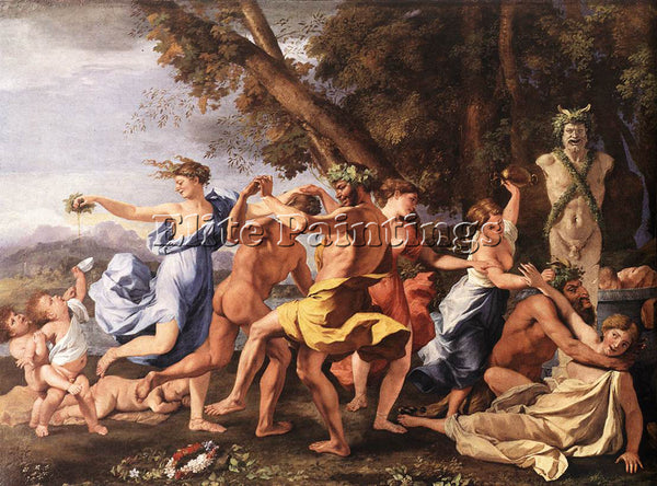 NICOLAS POUSSIN BACCHANAL BEFORE STATUE ARTIST PAINTING REPRODUCTION HANDMADE