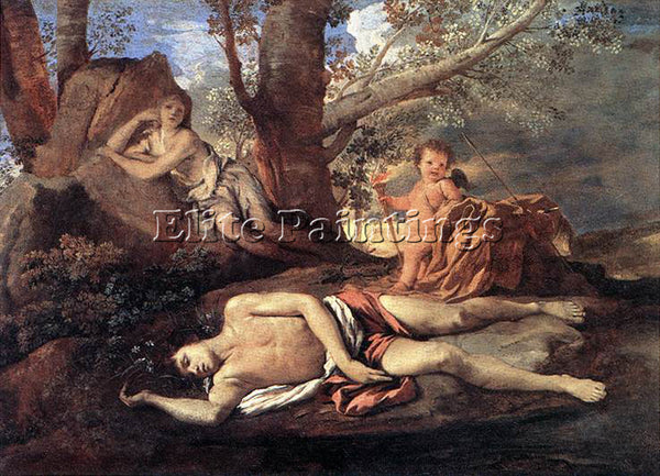 NICOLAS POUSSIN ECHO NARCISSUS ARTIST PAINTING REPRODUCTION HANDMADE OIL CANVAS