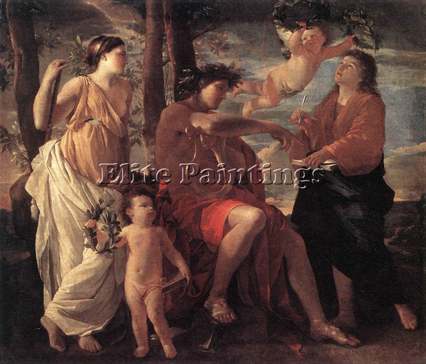 NICOLAS POUSSIN INSPIRATION OF THE POET ARTIST PAINTING REPRODUCTION HANDMADE