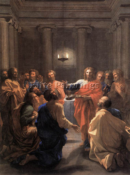 NICOLAS POUSSIN INSTITUTION OF THE EUCHARIST ARTIST PAINTING HANDMADE OIL CANVAS