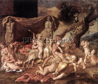 NICOLAS POUSSIN  BACCHANAL OF PUTTI ARTIST PAINTING REPRODUCTION HANDMADE OIL