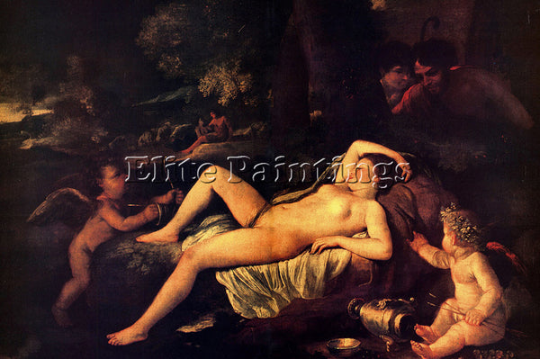 NICOLAS POUSSIN  NICHOLAS SLEEPING VENUS AND CUPID ARTIST PAINTING REPRODUCTION